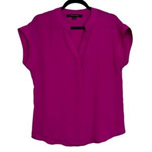 Cynthia Steffe Magenta Cap Sleeve V Neck Blouse Size Small